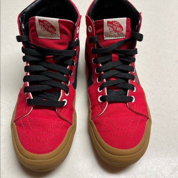 Vans Old School Sk8-Hi Red Canvas Customs size US Mens 5.5 - Picture 2 of 5